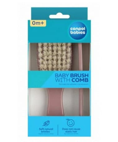 CANPOL BABIES Brosse et Peigne Poils Naturels - NOUVEAU NE GOLD ROSE - 7/406_pin2