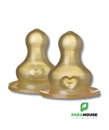 BIBS - LOT DE 2 TÉTINES DE BIBERON LATEX SLOW FLOW +0MOIS