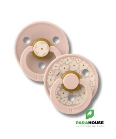 BIBS - NATURAL RUBBER LOT DE 2 SUCETTES JASMINE LATEX BLUSH MIX TAILLE 2