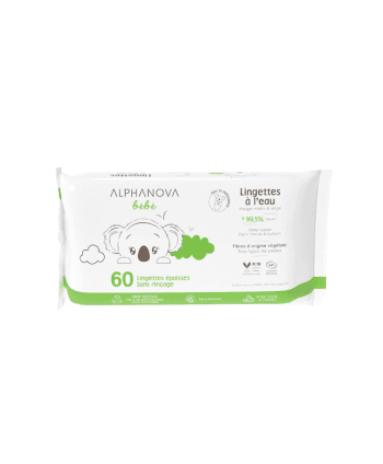 Alphanova Lingettes à l’eau sans parfum sans rinçage 60 pièces