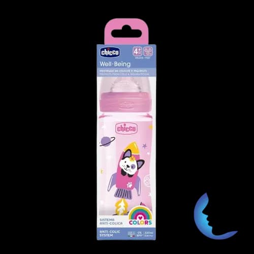 Chicco Biberon Well-being Tétine Silicone 4mois+, 330ml