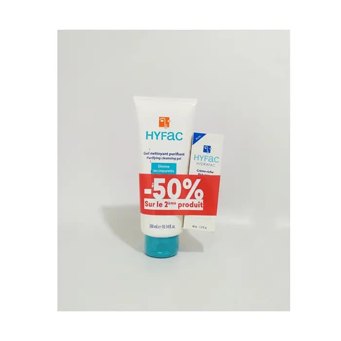 Hyfac Gel Nettoyant , 300 Ml + Hyfac Crème Riche , 40 Ml