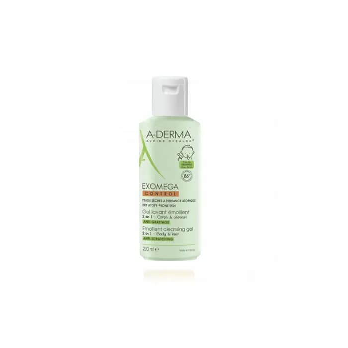 A-derma Exomega Control Gel Lavant Emollient 2 En 1, 200ml