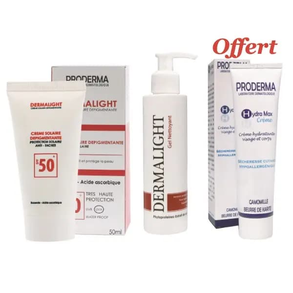 Proderma Dermalight Pack Anti Taches + Gel Nettoyant + Crème Offerte