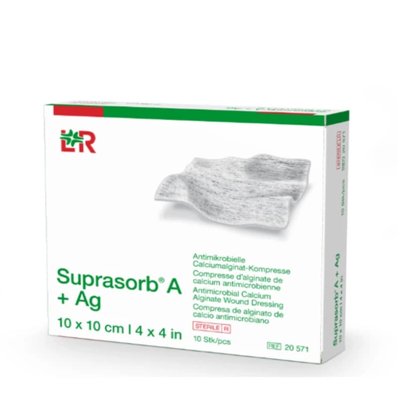 Compresse D'alginate De Calcium Anti-microbienne - Suprasob A + Ag - 10x10cm - Boite De 10pcs
