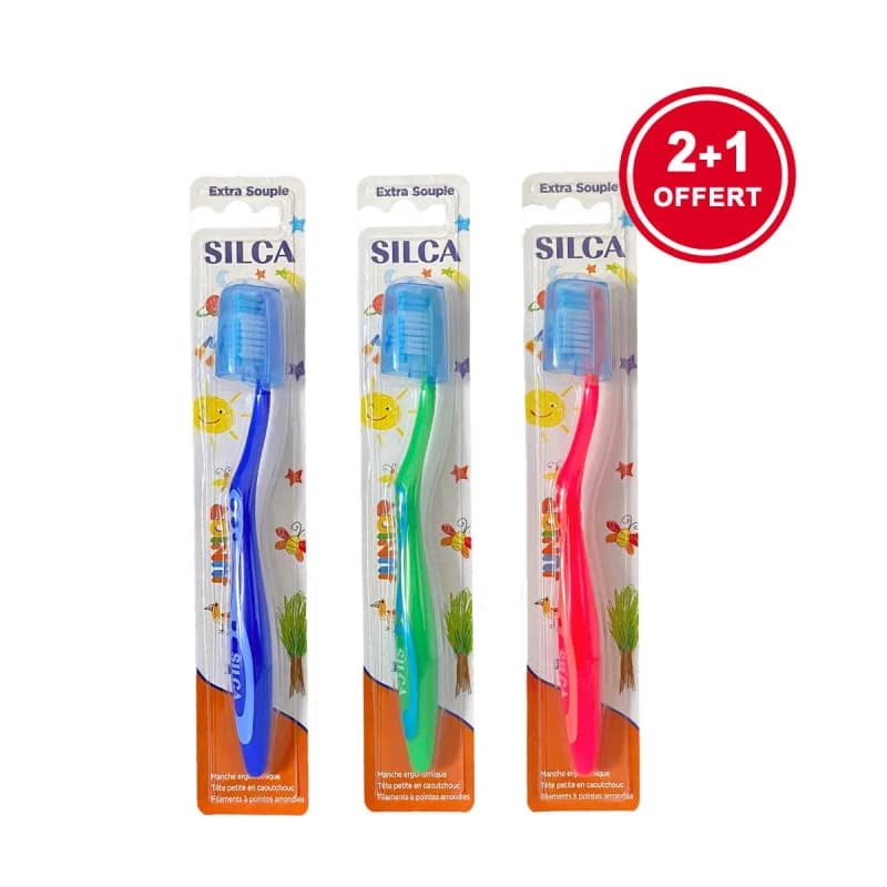 Silca - Lot De 3 Brosses à Dents Junior - Extra Souple