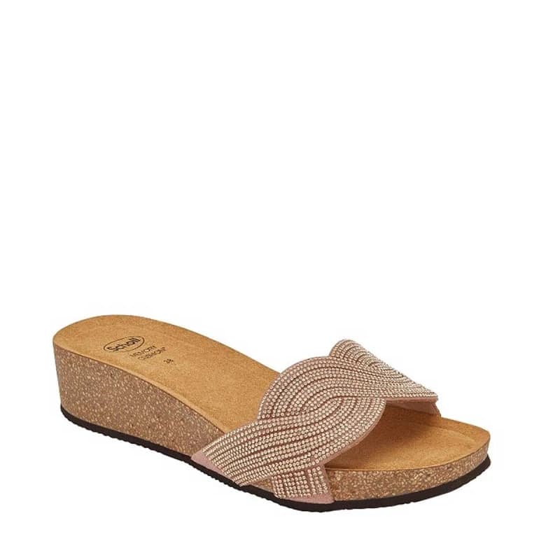 Scholl Vegas - Mule Compensée Orthopédique Femme - Rose Gold