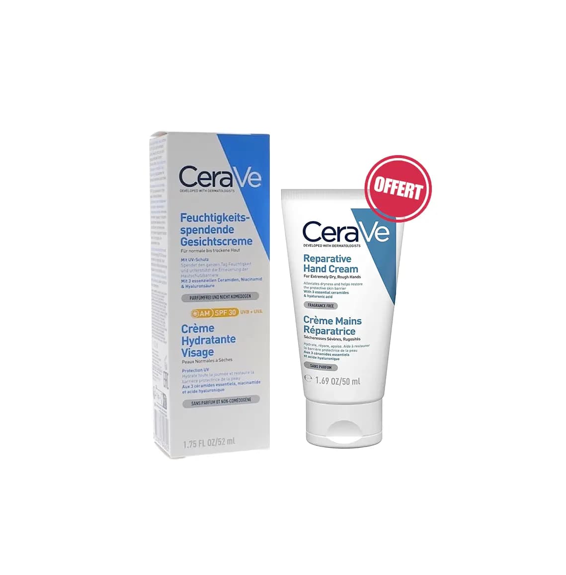 Cerave Ventes Flash Creme Hydratante Visage Spf30 + Creme Mains Reparatrice Offerte