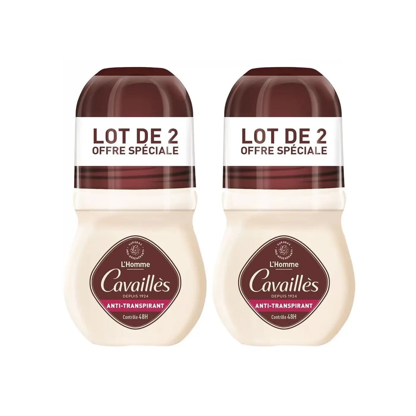Roge Cavailles Pack Deodorant Anti-transpirant 48h Roll-on Homme - 2 X 50ml