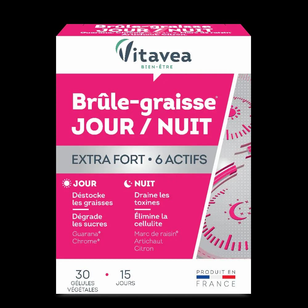 Vitavea Brule-graisse Jour/nuit - Extra Fort 6 Actifs – 30 Gelules