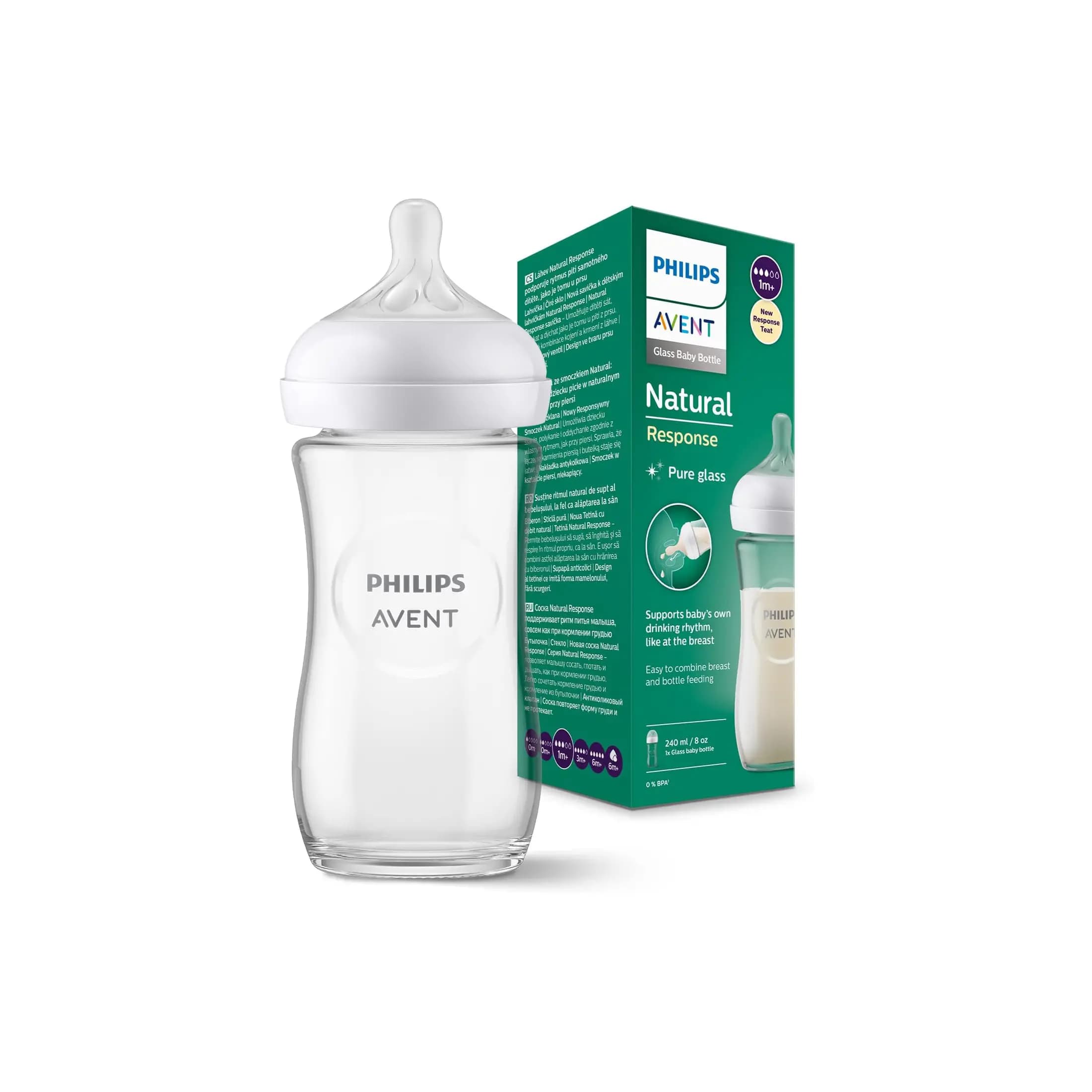 Philips Avent Natural Response Biberon En Verre 3m+ - 240ml