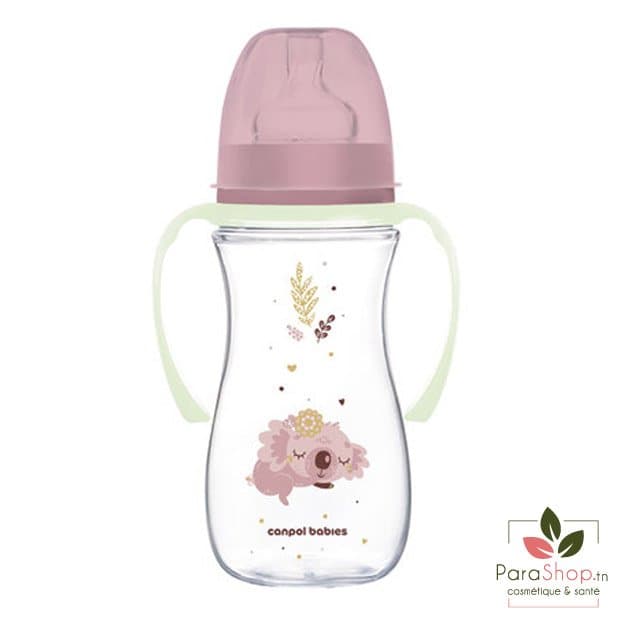 CANPOL BABIES BIBERON ANTICOLIQUE COL LARGE 300ML SLEEPY KOALA PINK - 35/238