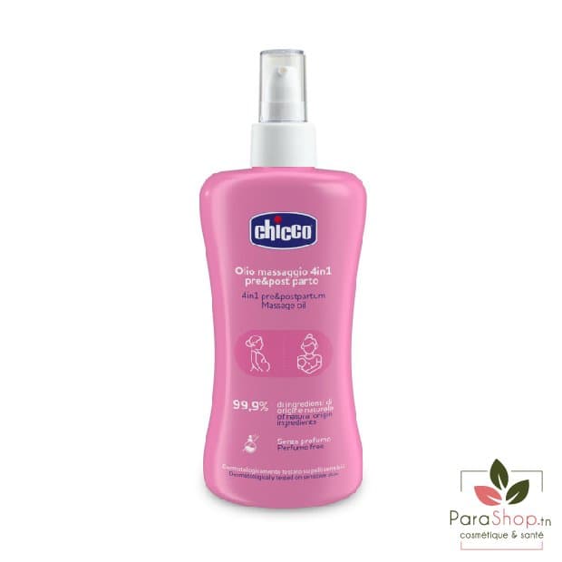 CHICCO Huile de Massage 4 en 1 Prenatale et Postnatale 200ML