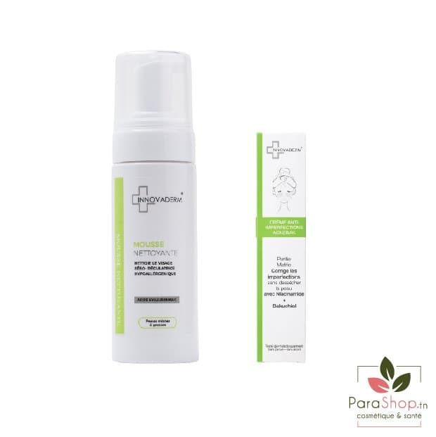 INNOVADERM Creme Anti Imperfections Acnebak + Mousse Nettoyante Peau Mixte A Grasse