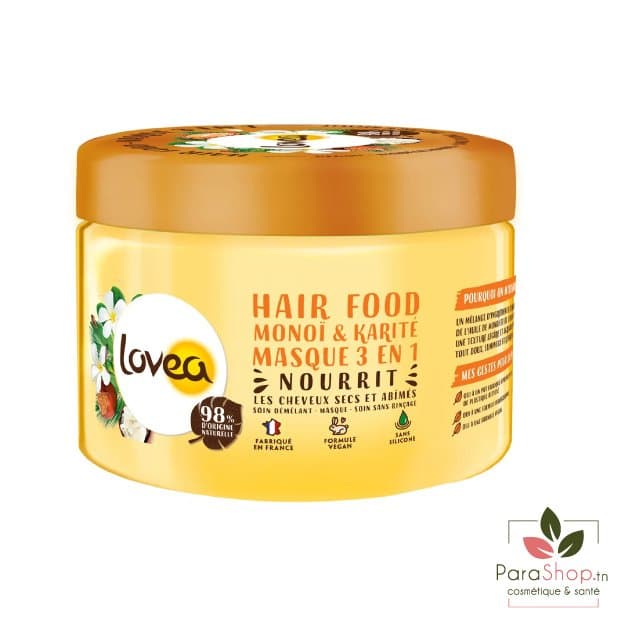 LOVEA HAIR FOOD MASQUE 3 EN 1 MONOI & KARITE CHEVEUX SECS 390ML