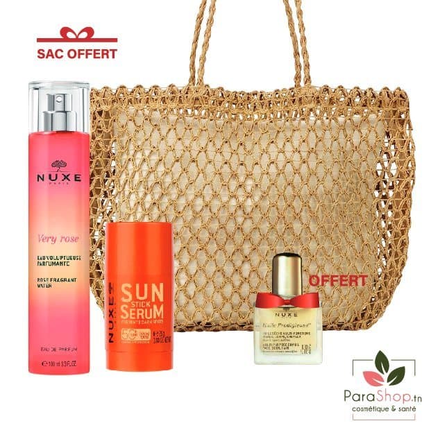 Nuxe Sac Sun Serum En Stick Solaire + Very Rose Eau Voluptueuse Parfumante
