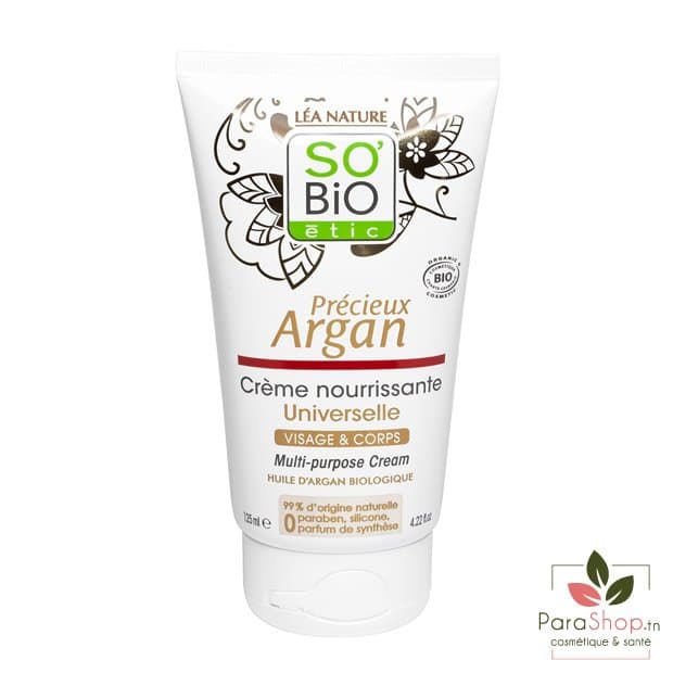 SO BIO PRECIEUX ARGAN CREME NOURRISSANTE UNIVERSELLE 125ML