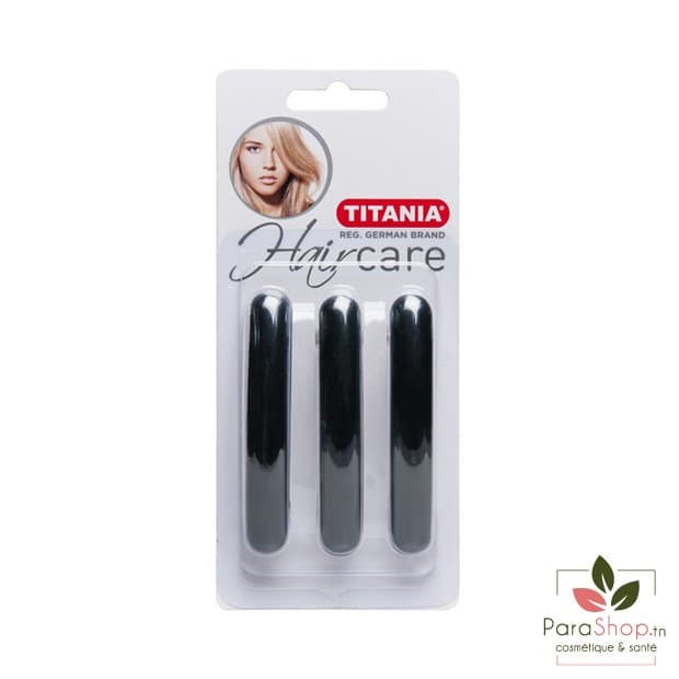 TITANIA 3 Barrettes Noires 8.5x1.3CM - 7850B