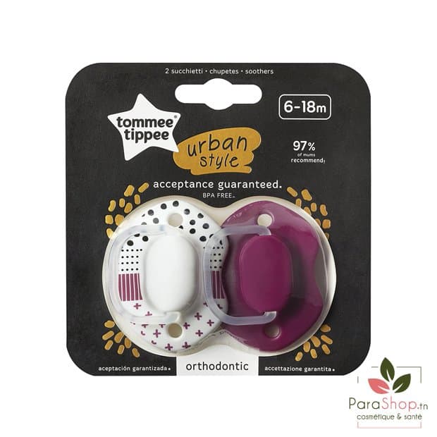 TOMMEE TIPPEE URBAN STYLE SUCETTE 6-18M X2 - GIRL