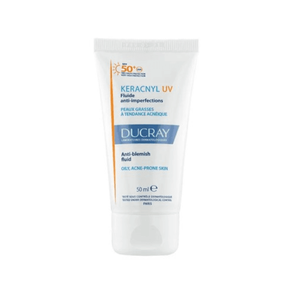 ducray keracnyl uv fluide anti-imperfections peaux grasses a tendance acneique 50m