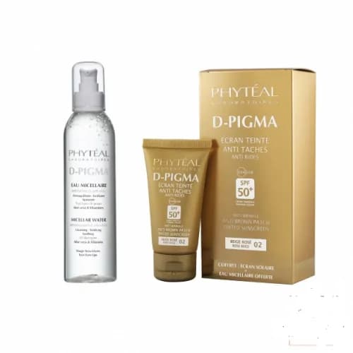 Phyteal dpigma ecran teinte beige rosé spf50+ dpigma eau micellaire a l’aloe vera 250ml